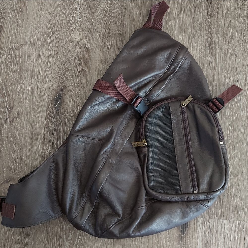 Ameri Leather Brown Crossbody Sling Bag